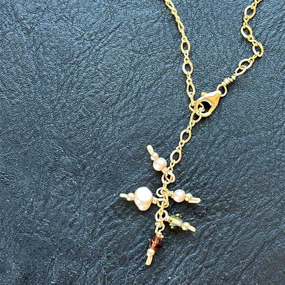 14K GF Necklace Cascading Freshwater Pearls & Faceted Crystals Multicolored - Picture 8 of 10